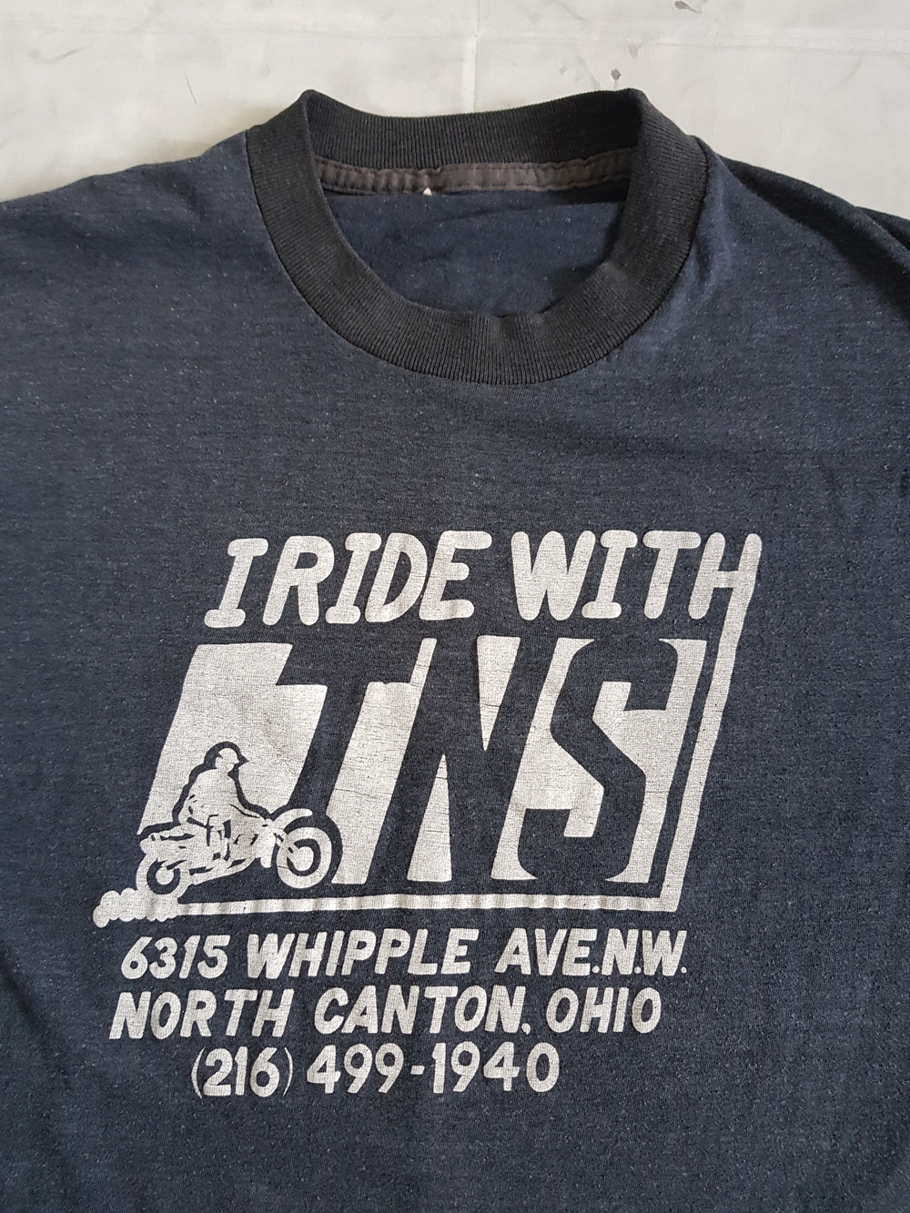 Vintage 80s/90s I Ride With TNS North Canton, Ohio Promo T-Shirt SINGLE STITCH - Picture 2 of 10